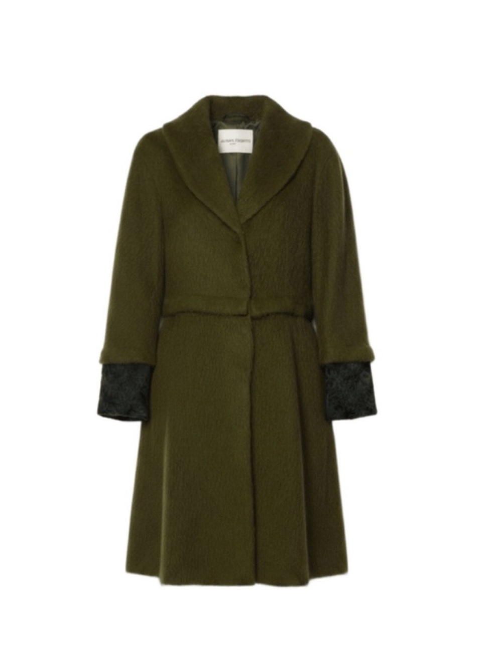 Alberta Ferretti Alpaca Silk Olive Green Coat